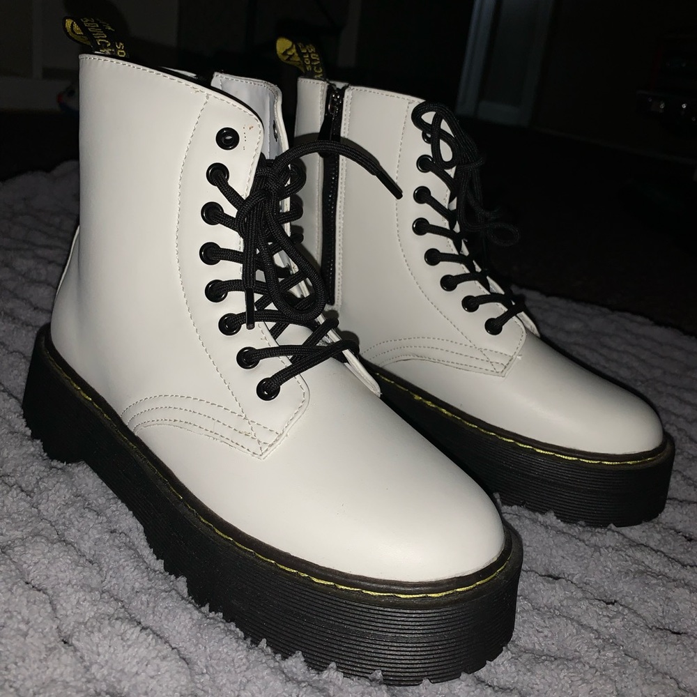 White Knock off Dr. Marten lace up boots